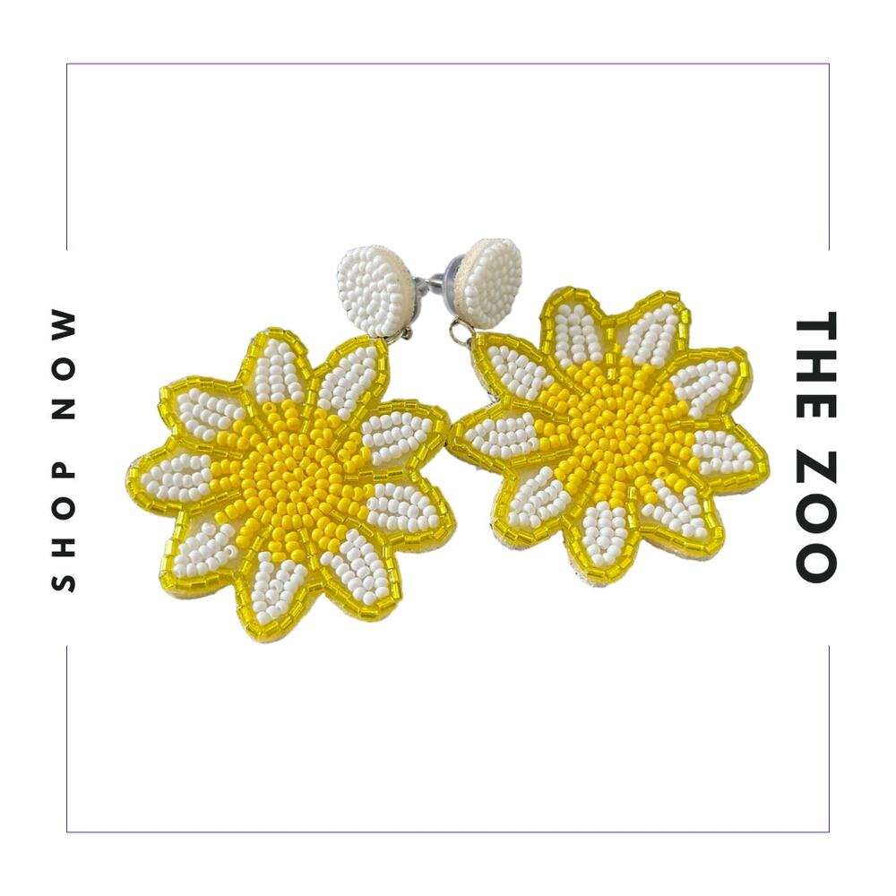 Beaded Sunflower Earrings‎